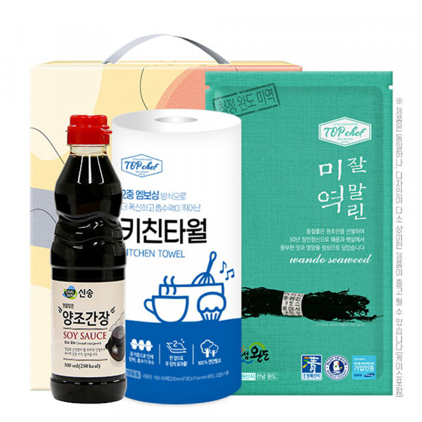 신송 양조간장 청정완도미역40g 키친타올(3종)